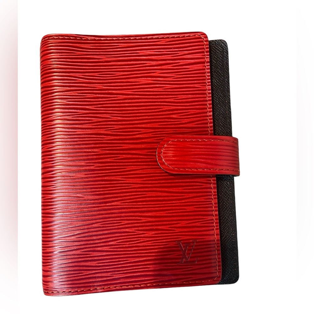 Authentic Louis Vuitton Red Epi Leather Small Agenda/Passport Holder